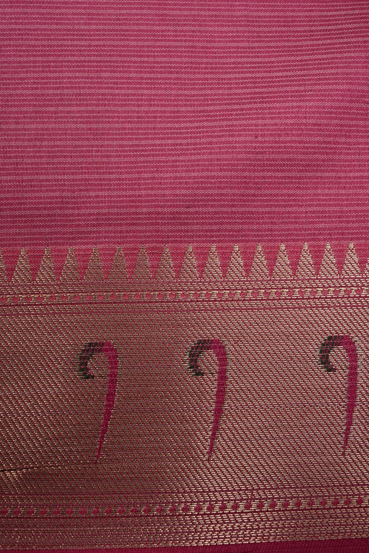 Peach Floral Embroidery on Kota Doria Cotton Saree with Muniya Zari Border | SHOBITAM