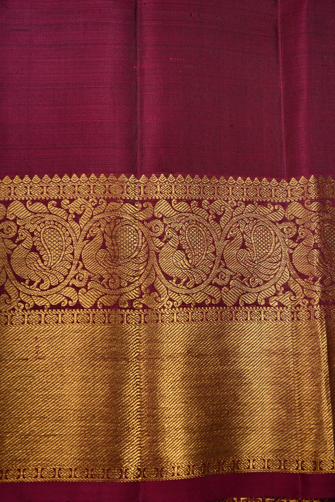 Forest Green Vairaoosi Zari Stripes on Pure Kanjivaram Silk Handloom Saree with Tree Zari Buttas and Contrast Zari Border | SILK MARK CERTIFIED | SHOBITAM