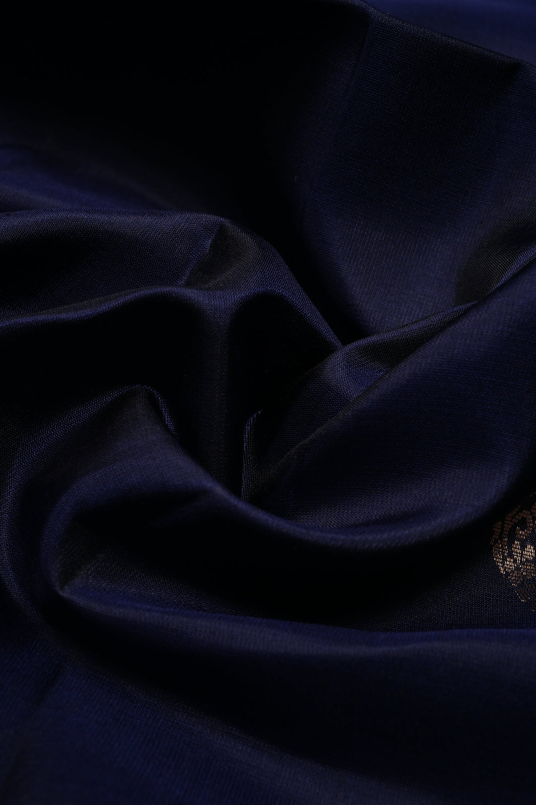 Ink Blue Borderless Kanjivaram Soft Silk Saree with Peacock Medallion Zari Buttas  | SILK MARK CERTIFIED | SHOBITAM