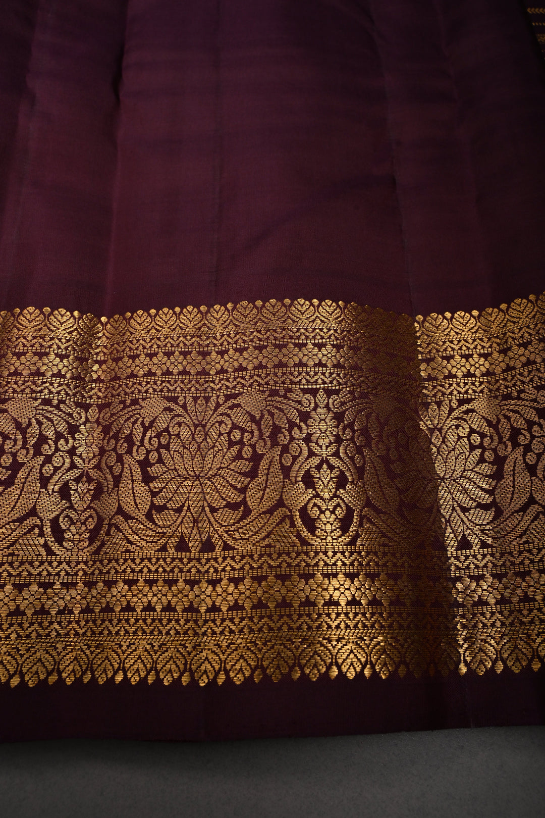 Coffee Brown Pure Gadwal Silk Saree with Horizontal Zari Stripes and Zari Border | SILK MARK CERTIFIED |SHOBITAM