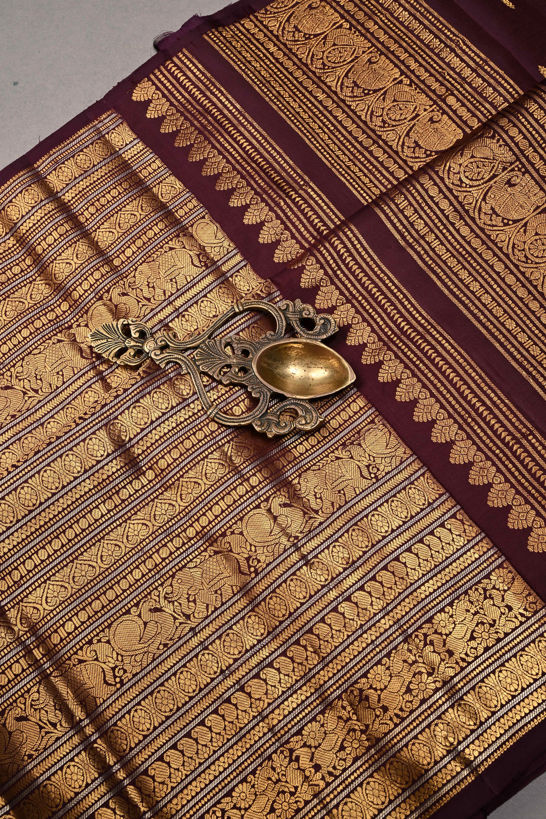 Kanchana Pure Gadwal Silk Saree with Ornate and Vanasingaram Gold-Silver Zari Stipes Brocade  | SILK MARK CERTIFIED