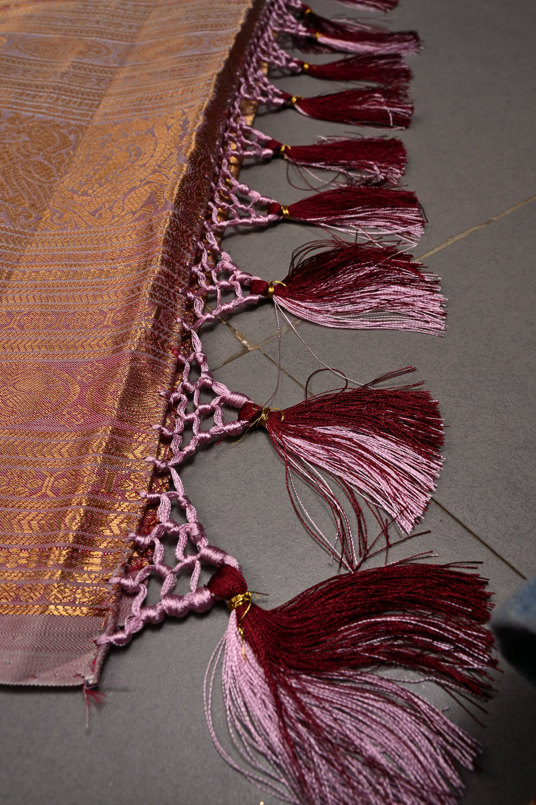 Purple Gadwal Silk Saree with Floral Peacock Elephant Brocade and Contrast Wide Peacock Zari Border | SILK MARK CERTIFIED | SHOBITAM