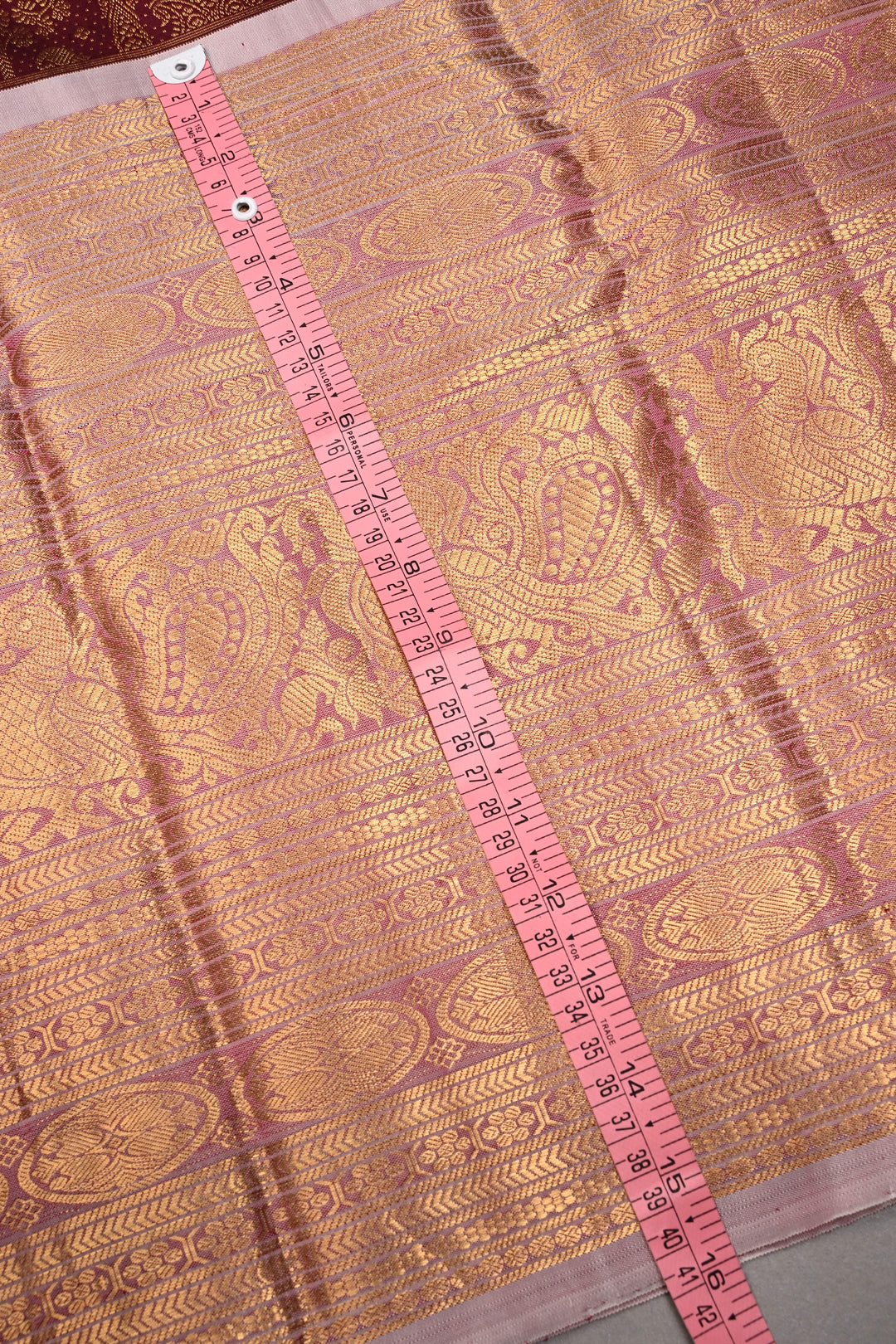 Purple Gadwal Silk Saree with Floral Peacock Elephant Brocade and Contrast Wide Peacock Zari Border | SILK MARK CERTIFIED | SHOBITAM