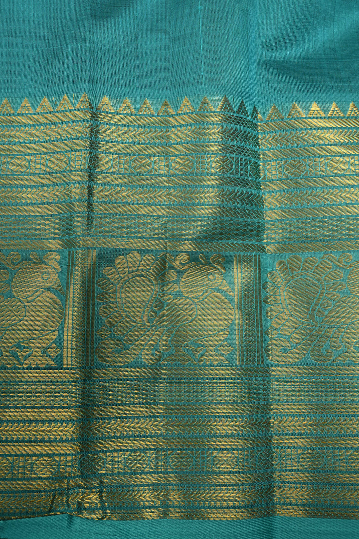 Black Kanchi Silk Cotton Handloom Zari Checks Saree with Zari Buttas and Zari Border | SHOBITAM
