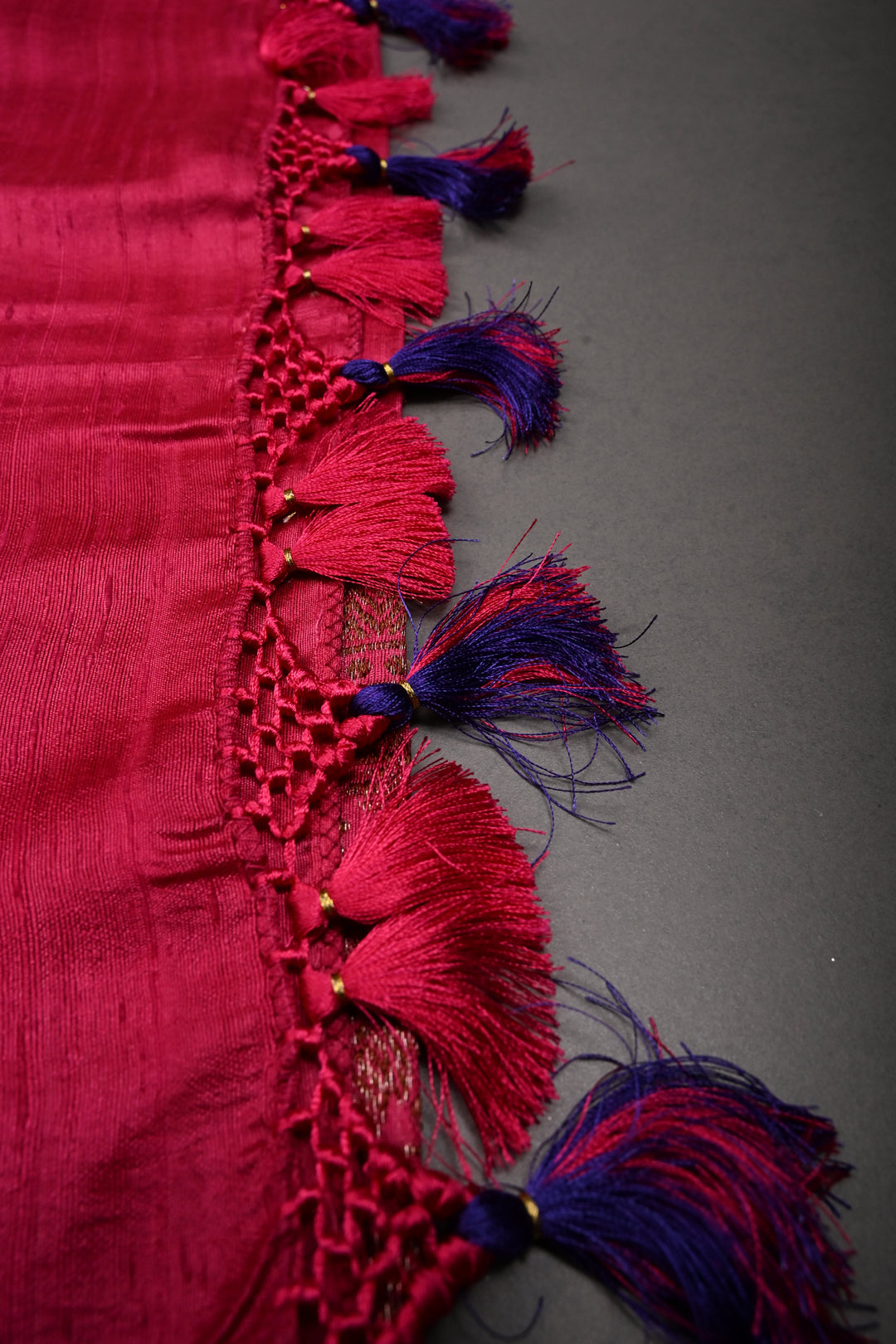 Magenta Banarasi Raw Silk Saree with Antique Floral Zari Buttas and Zari Border | SILK MARK CERTIFIED | SHOBITAM (Copy)