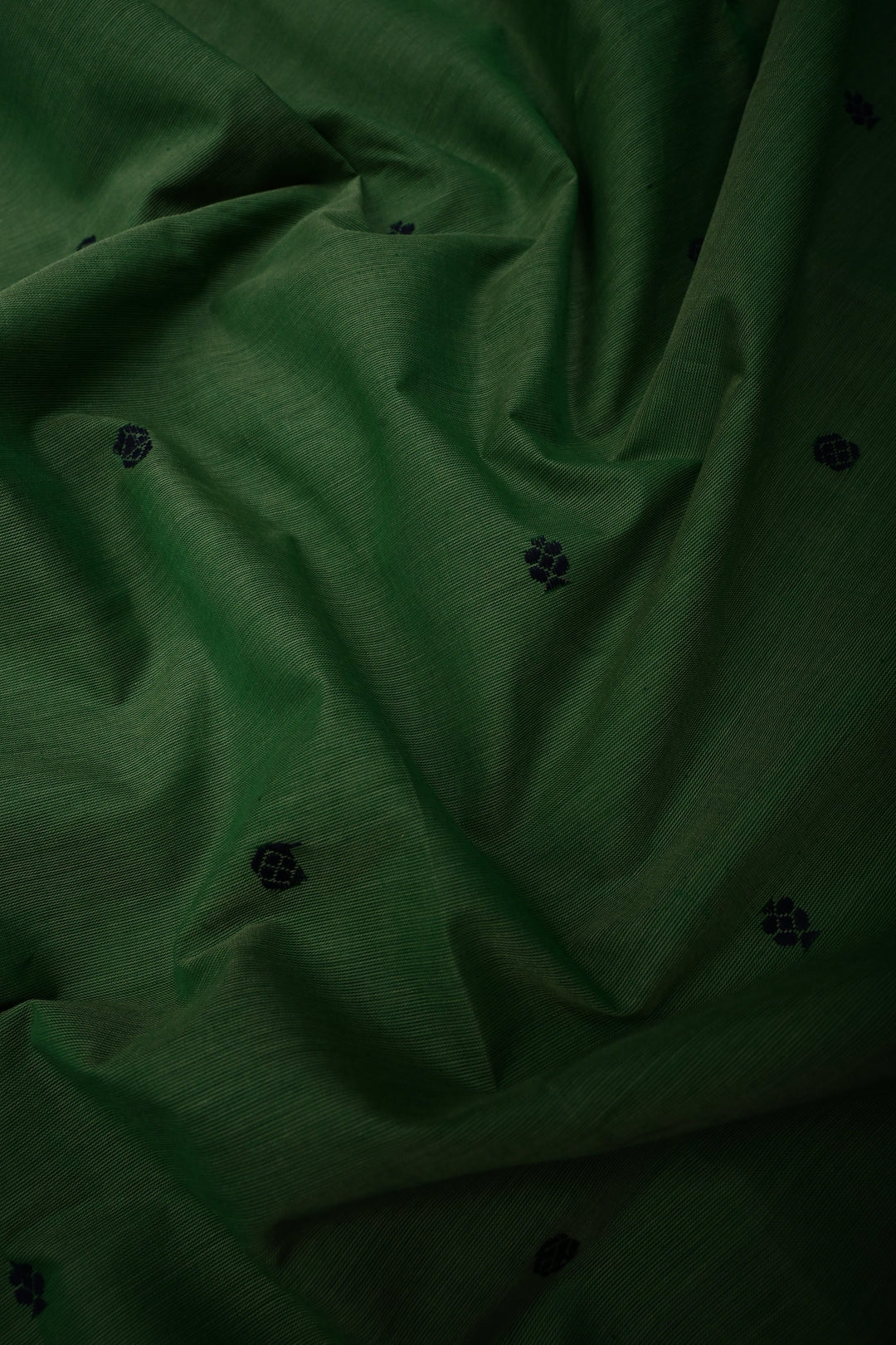 Green Kanchi Cotton Saree with Thread Buttas and Zari Borders | SHOBITAM