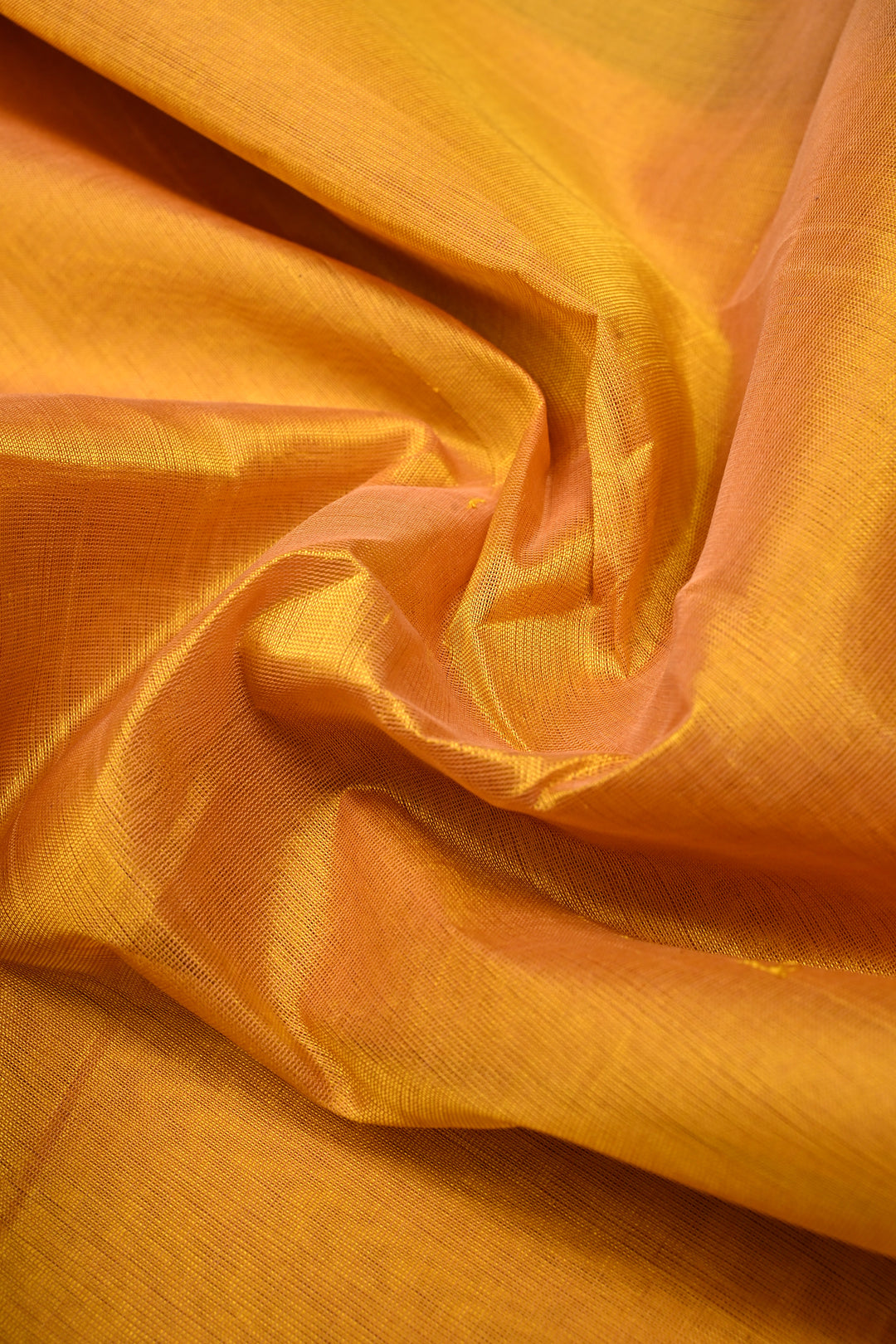 Mustard Yellow Korvai Kanchi Silk Cotton Handloom Saree and Contrast Zari Border | SHOBITAM