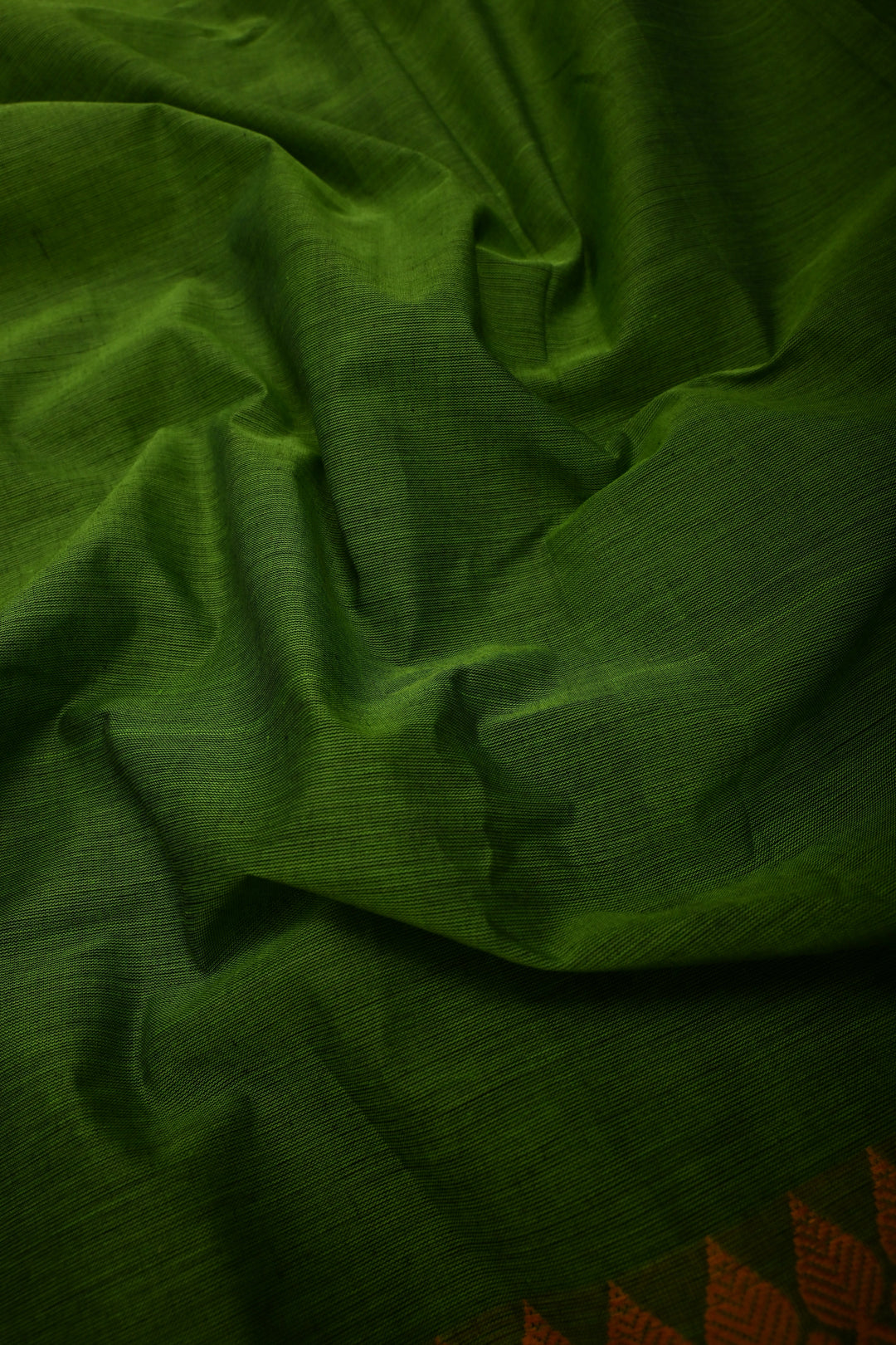 Parrot Green Kanchi Cotton Saree with Contrast Zari Borders | SHOBITAM