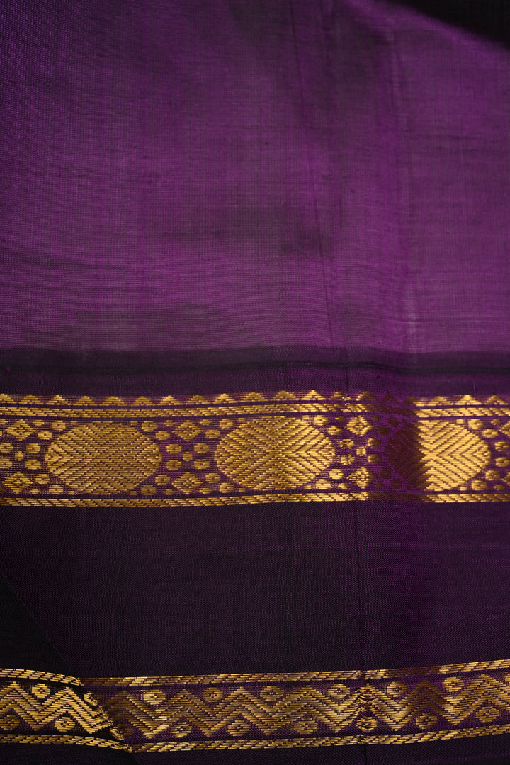Yellow-Green Charming Vintage Checks on Kanchi Silk Cotton Saree with Contrast Zari border | SHOBITAM