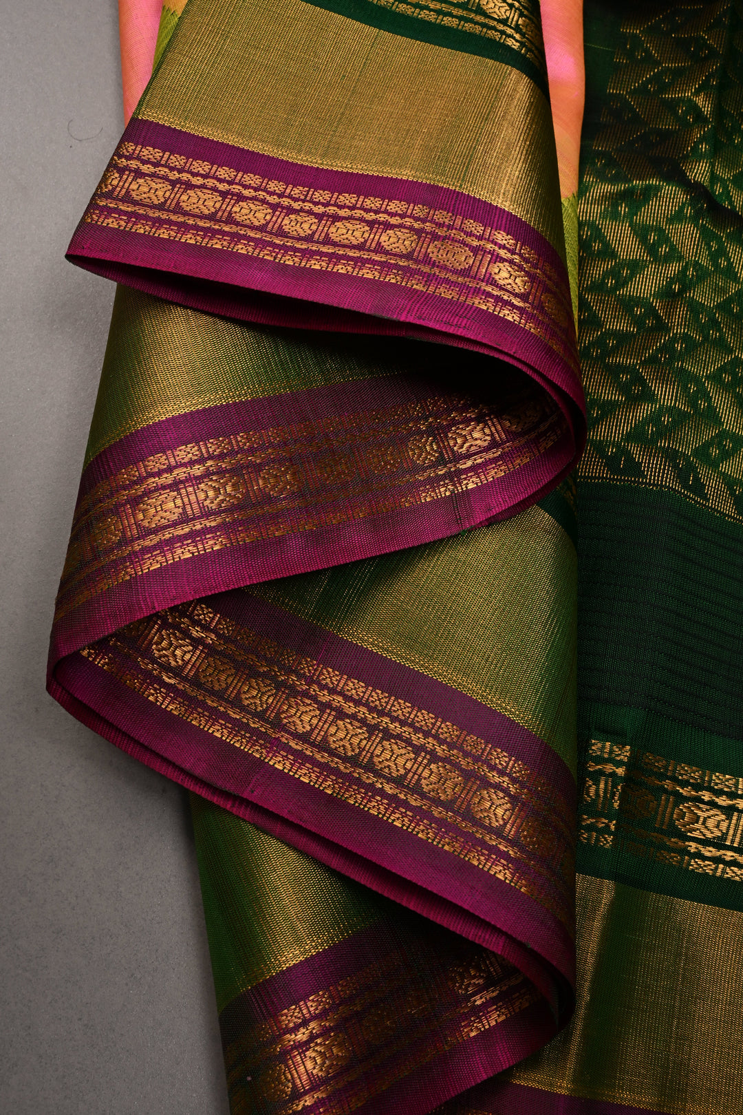 Pink Dual Tone on Kanchi Silk Cotton Saree with Zari Buttas and Contrast Tissue Zari Border | SHOBITAM