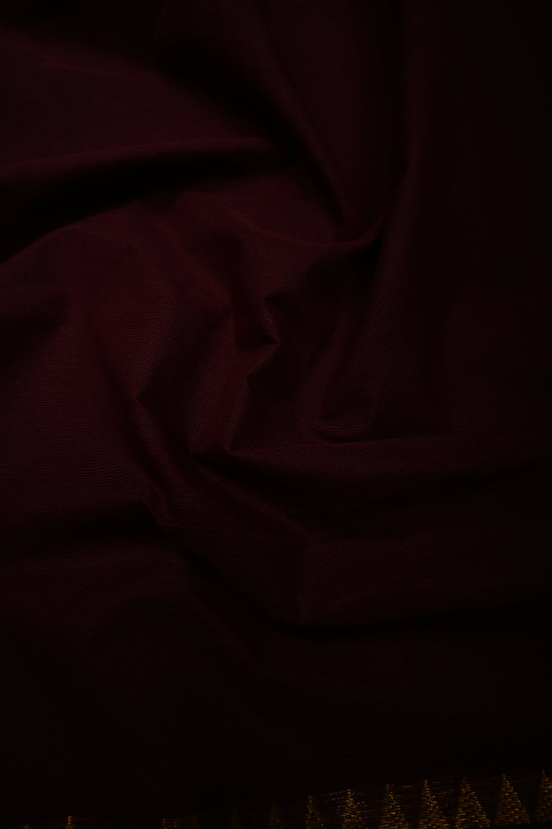 Chocolate Brown Kanchi Cotton Saree with Contrast Zari Borders | SHOBITAM