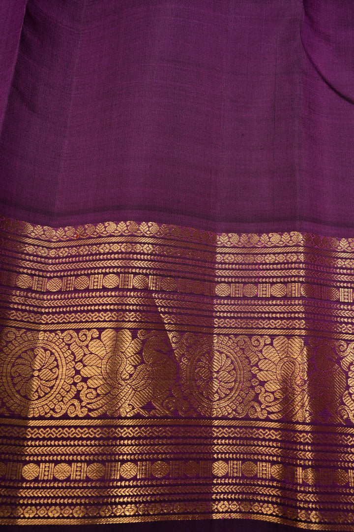 Purple Zari Checks on Gadwal Silk Saree with Zari Border | SILK MARK CERTIFIED | SHOBITAM