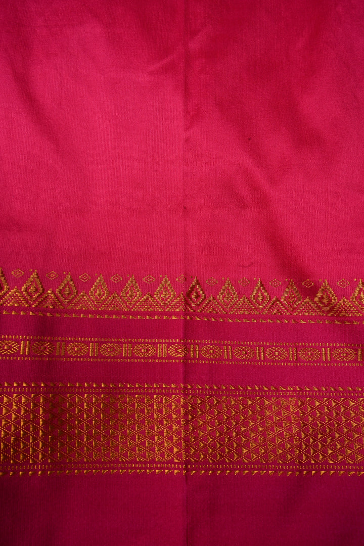 Pink and White Checks On Mercerized Cotton Bagalkote Saree with Zari Border | SHOBITAM