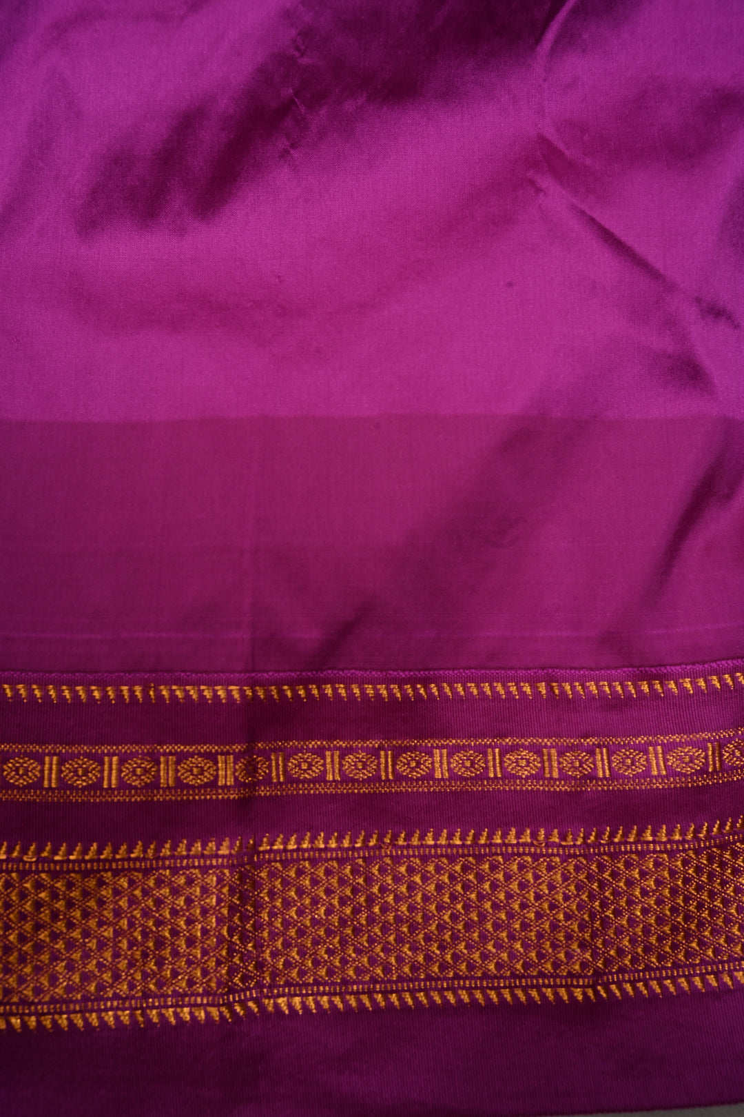 Green-Purple Dual Tone Ilkal Weave Mercerized Bagalkote Cotton Saree with Temple Panel on Contrast Zari Border | SHOBITAM