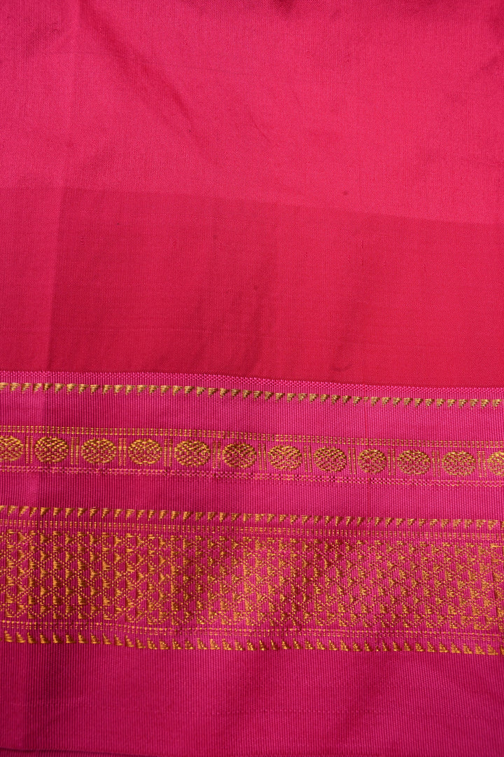 Blue Dual tone Ilkal Weave Mercerized Bagalkote Cotton Saree with Temple Panel on Contrast Zari Border | SHOBITAM