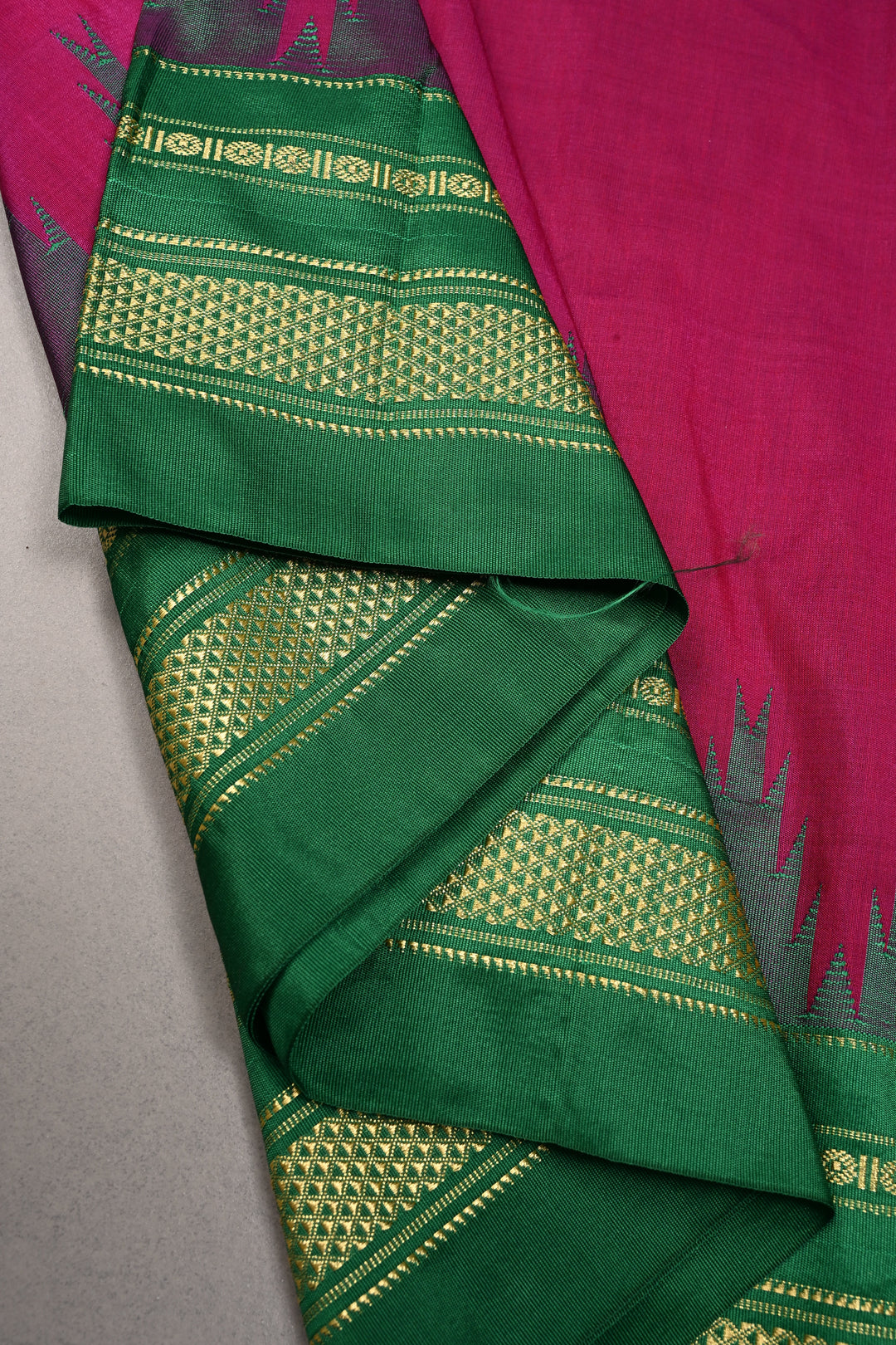 Vadamalli  Ilkal Weave Mercerized Bagalkote Cotton Saree with Temple Panel on Contrast Zari Border | SHOBITAM