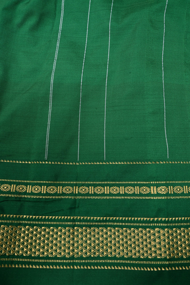 Vadamalli  Ilkal Weave Mercerized Bagalkote Cotton Saree with Temple Panel on Contrast Zari Border | SHOBITAM