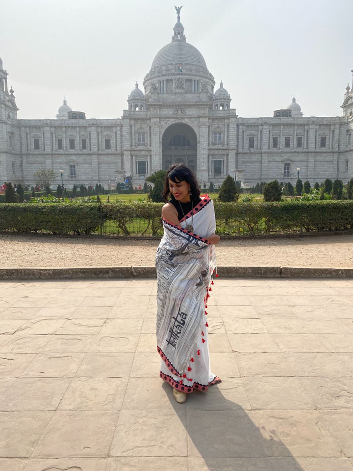 My City, My Saree - KOLKATA :Designer Hand Painted Cotton Saree | SHOBITAM