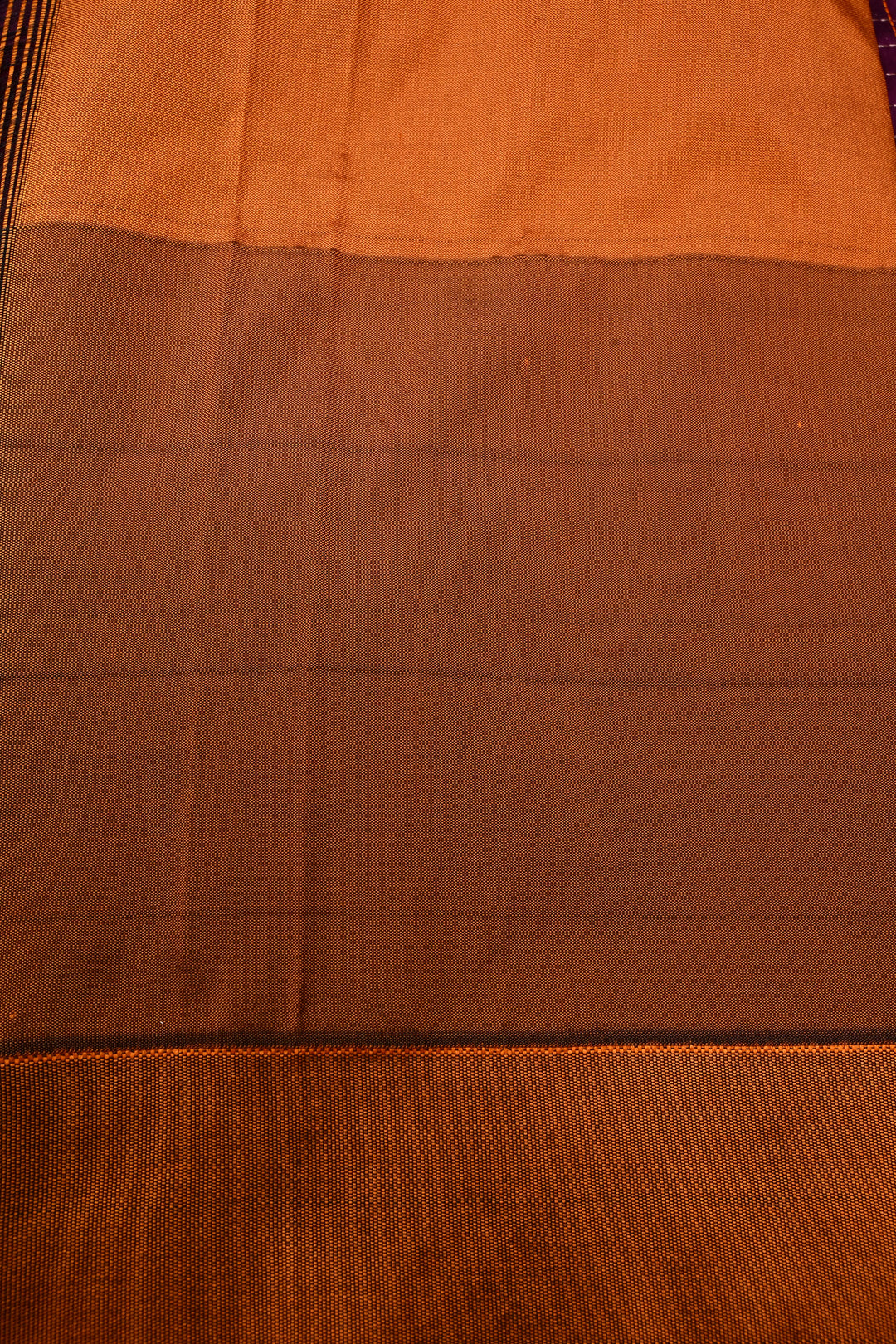 Plum Ilkal Weave Mercerized Bagalkote Cotton Saree with Zari-Thread Checks and Contrast Zariless Temple Border | SHOBITAM