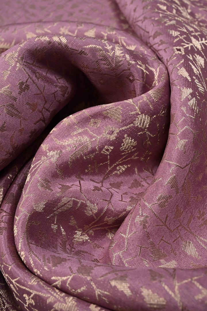 Dusty Amethyst Mysore Silk Saree with Zari Brocade and Zari Border | SILK MARK CERTIFIED | SHOBITAM