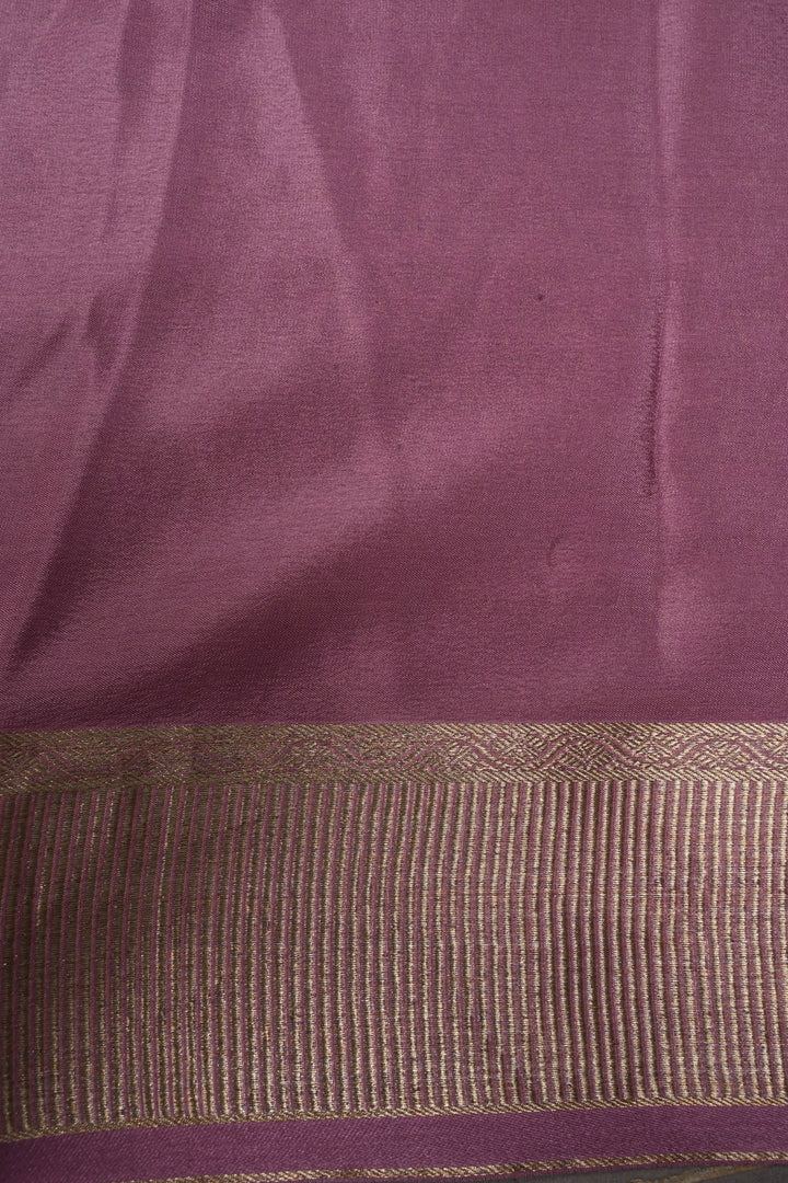 Dusty Amethyst Mysore Silk Saree with Zari Brocade and Zari Border | SILK MARK CERTIFIED | SHOBITAM