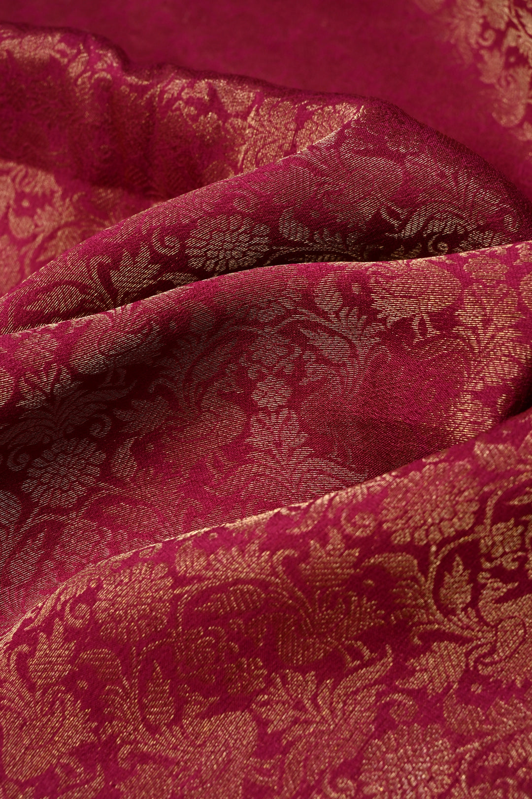 Rani Pink Mysore Silk Saree with Floral Zari Brocade and Zari Border | SILK MARK CERTIFIED | SHOBITAM