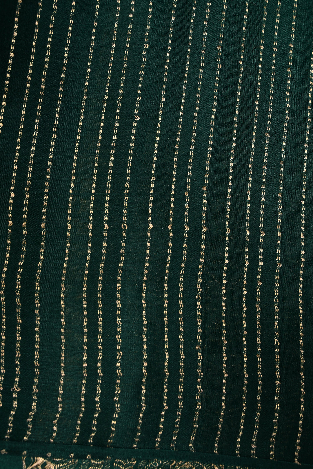 Bottle Green Mysore Silk Saree with Horizontal Stripes Zari Border | SILK MARK CERTIFIED | SHOBITAM