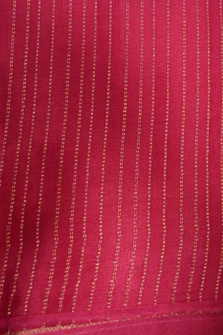 Rani Pink Mysore Silk Saree with Wide Stripes Zari Border | SILK MARK CERTIFIED | SHOBITAM