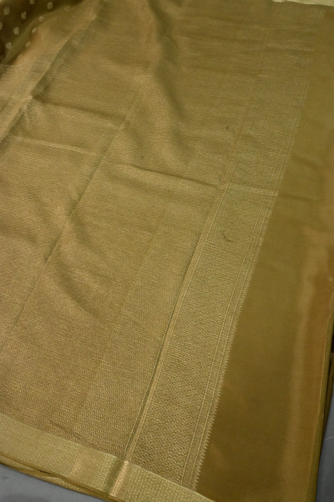 Camel Brown Mysore Silk Saree with Brocade-Zari Buttas Grid Design and Minimal Zari Border | SILK MARK CERTIFIED | SHOBITAM