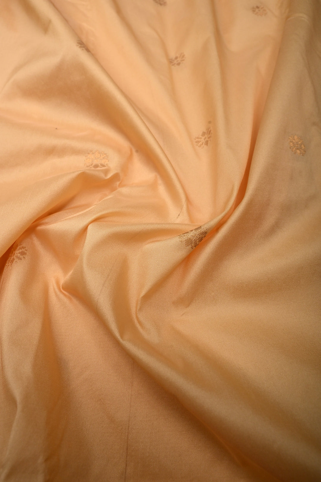 Apricot Ilkal Weave Mercerized Bagalkote Cotton Saree with Floral Zari Buttas and Contrast Zari Border | SHOBITAM