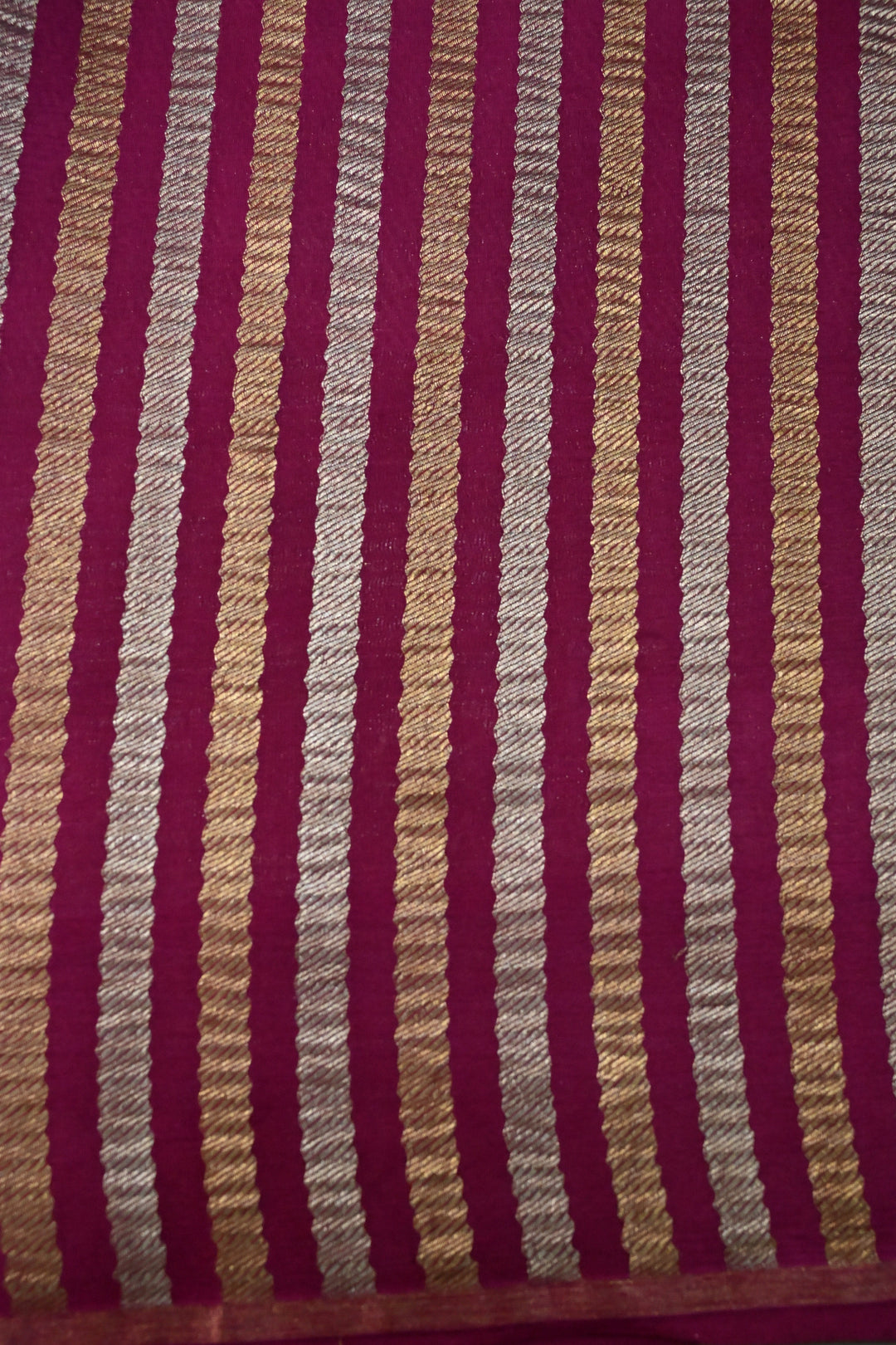 Magenta Mysore Silk Saree with Gold-Silver Zari Brocade and Zari Border | SILK MARK CERTIFIED | SHOBITAM
