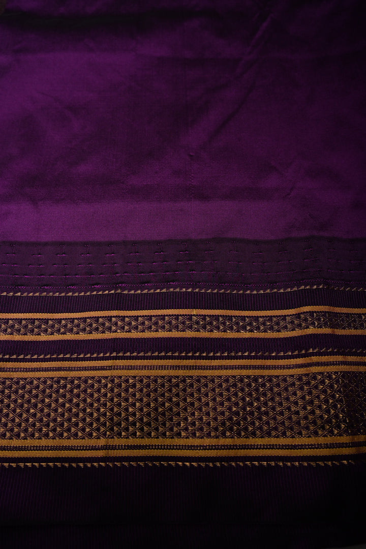 Morning Glory Ilkal Weave Mercerized Bagalkote Cotton Saree with Floral Zari Buttas and Contrast Zari Border | SHOBITAM