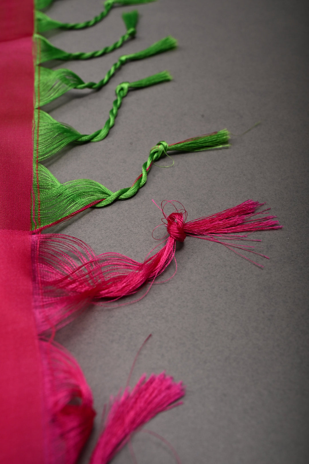 Green-Pink Dual tone Kanchi Semi Silk Saree with Zari Buttas and Contrast Zari Border | SHOBITAM