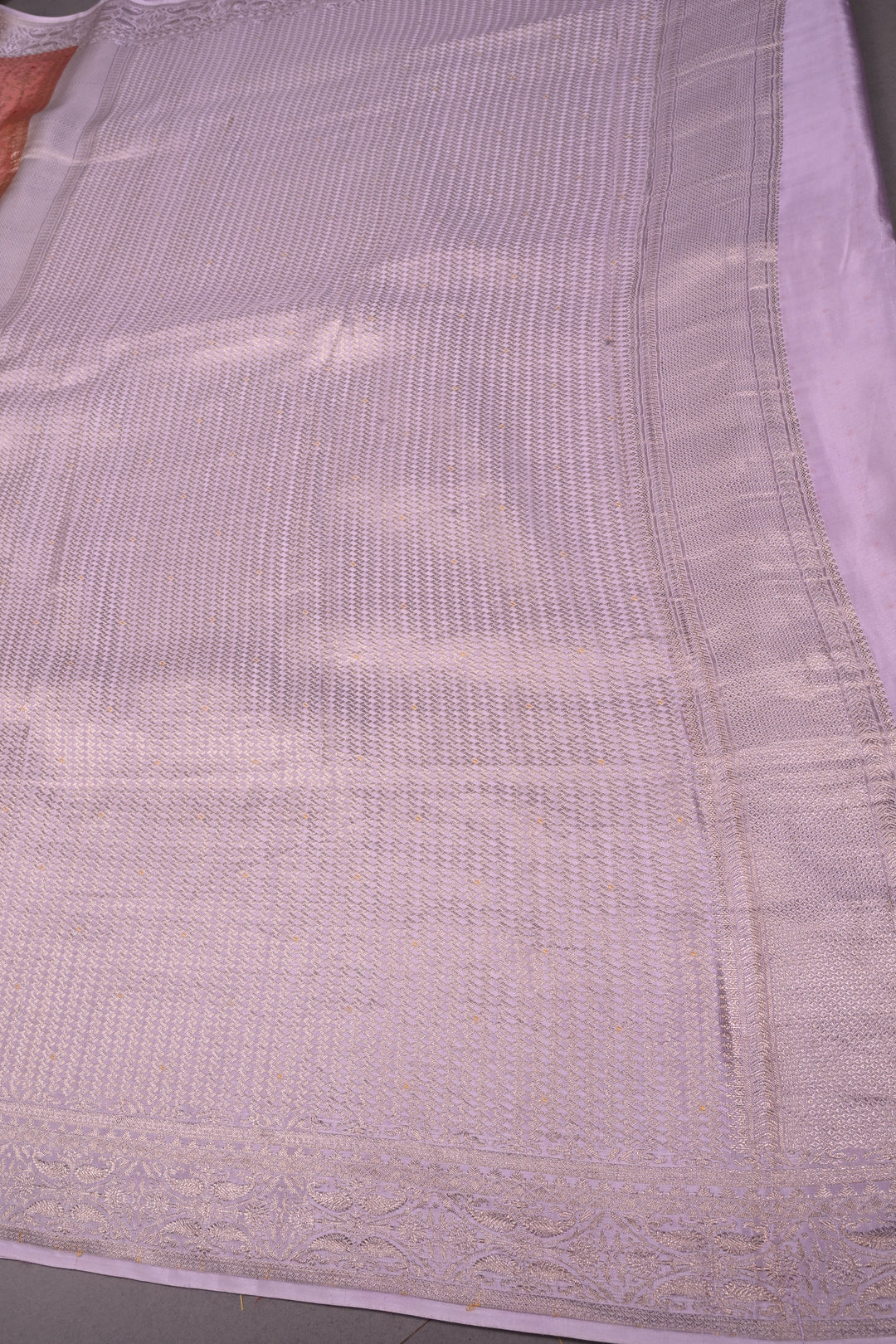 Dusky Peach Mysore Silk Saree with Meenakari Persian Brocade Jaal and Contrast Zari Border | SILK MARK CERTIFIED | SHOBITAM