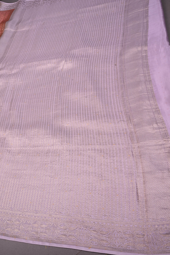 Dusky Peach Mysore Silk Saree with Meenakari Persian Brocade Jaal and Contrast Zari Border | SILK MARK CERTIFIED | SHOBITAM