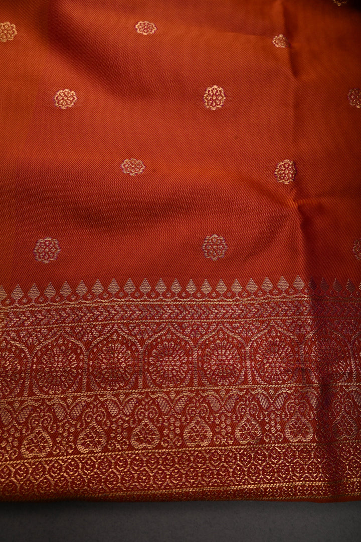Pink Dual tone Kanchi Semi Silk Saree with Zari Buttas and Contrast Rettaipet Zari Border | SHOBITAM