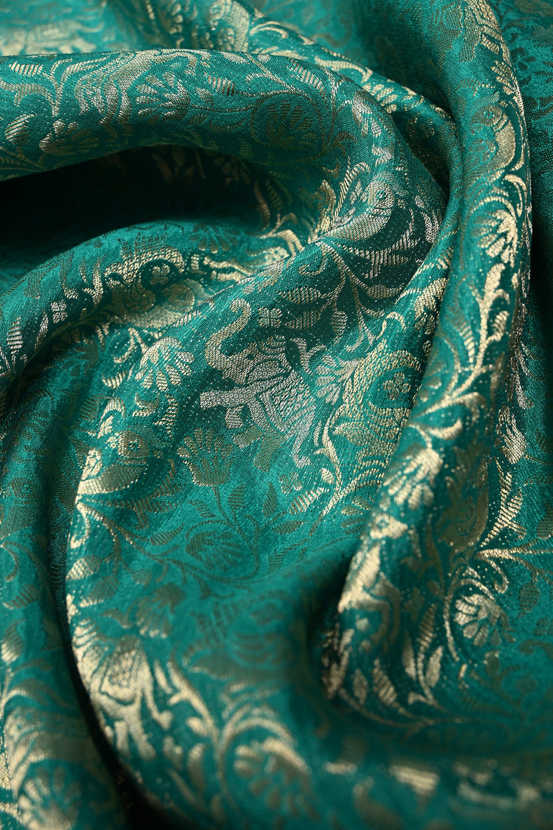 Rama Green Mysore Silk Saree with Vanasingaram Zari Brocade and Zari Border | SILK MARK CERTIFIED | SHOBITAM