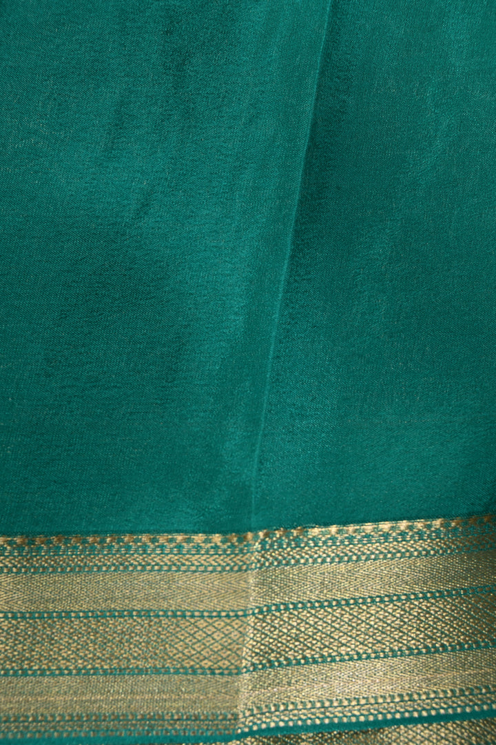 Rama Green Mysore Silk Saree with Vanasingaram Zari Brocade and Zari Border | SILK MARK CERTIFIED | SHOBITAM
