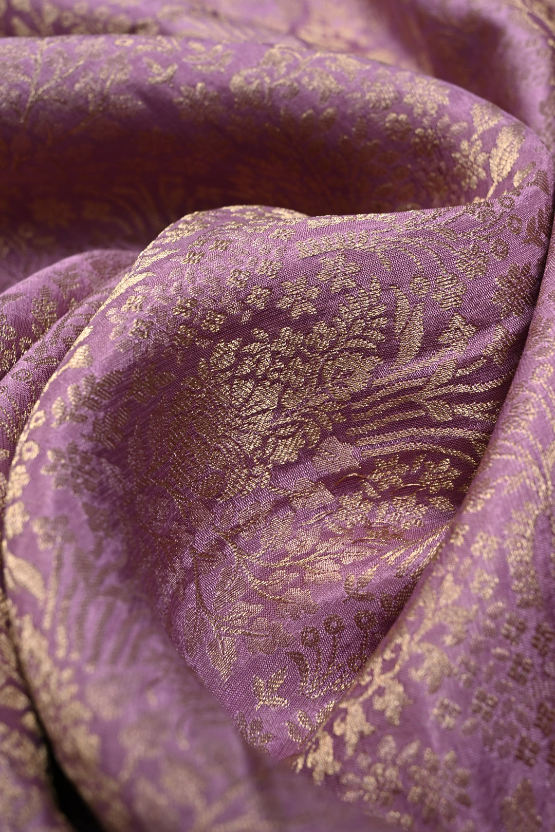 Lilac Mysore Silk Saree with Zari Brocade and Zari Border | SILK MARK CERTIFIED | SHOBITAM