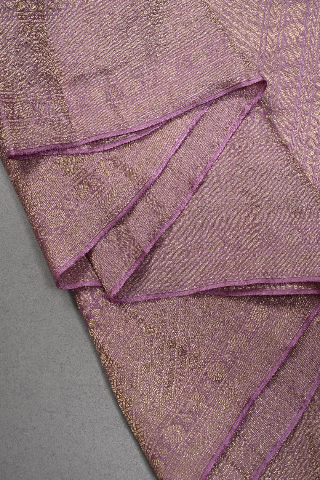 Lilac Mysore Silk Saree with Zari Brocade and Zari Border | SILK MARK CERTIFIED | SHOBITAM