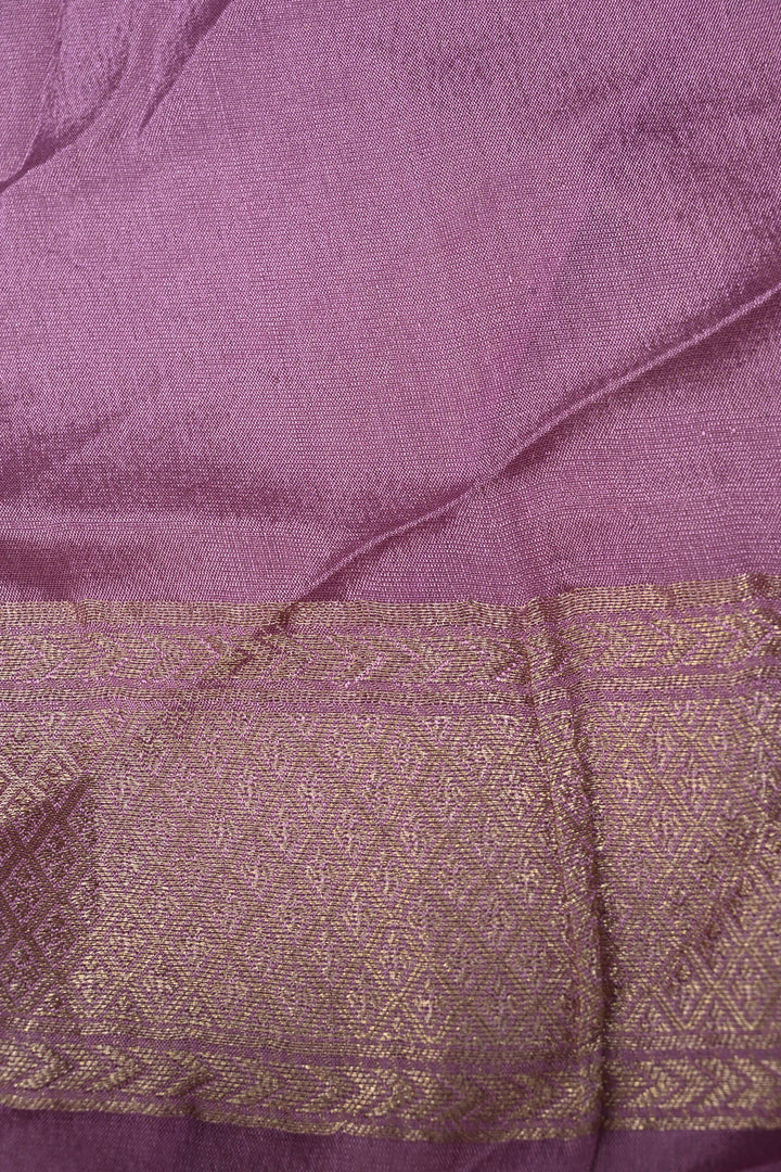 Lilac Mysore Silk Saree with Zari Brocade and Zari Border | SILK MARK CERTIFIED | SHOBITAM