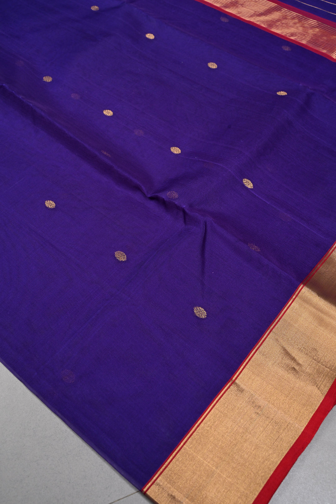 Purple Chanderi Silk Saree with Zari Buttas and Tissue Zari Border | SHOBITAM