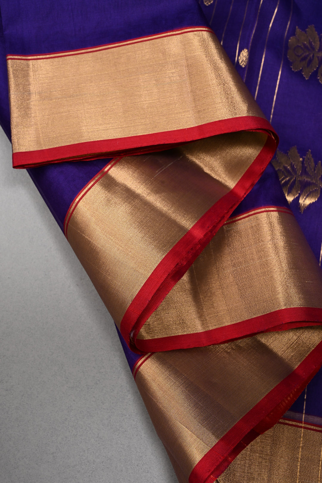 Purple Chanderi Silk Saree with Zari Buttas and Tissue Zari Border | SHOBITAM