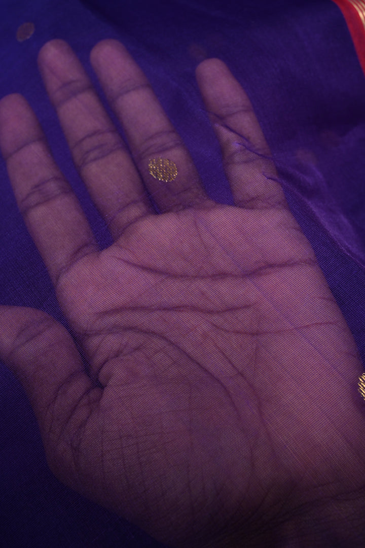 Purple Chanderi Silk Saree with Zari Buttas and Tissue Zari Border | SHOBITAM