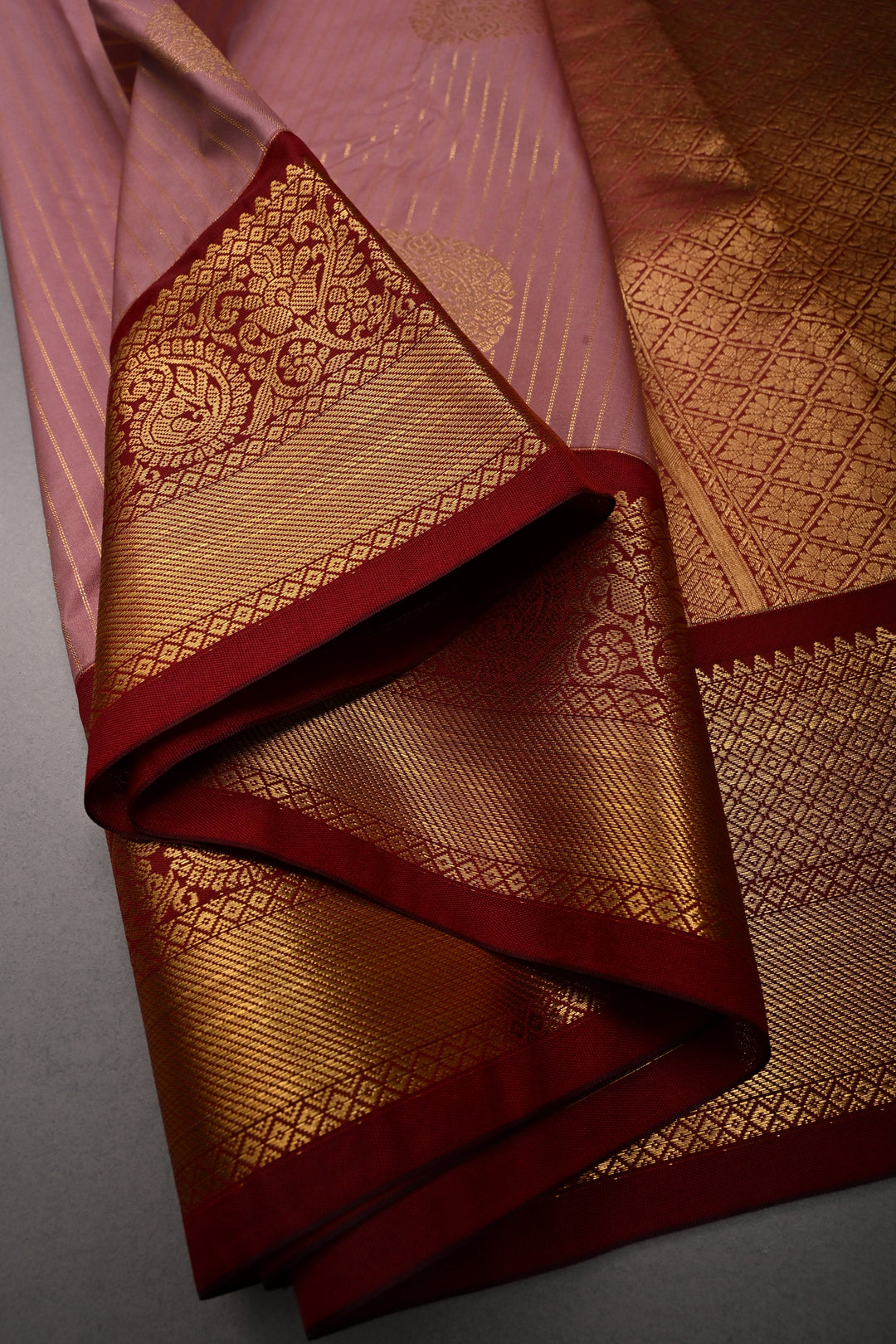 Rosy Pink Kanjivaram Soft Semi Silk Saree with Floral Jaal and Bride's Palanquin Procession Border | SHOBITAM