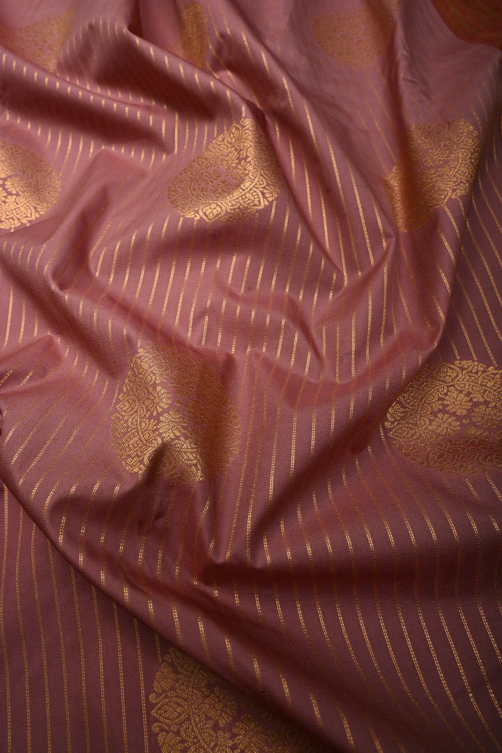 Rosy Pink Kanjivaram Soft Semi Silk Saree with Floral Jaal and Bride's Palanquin Procession Border | SHOBITAM