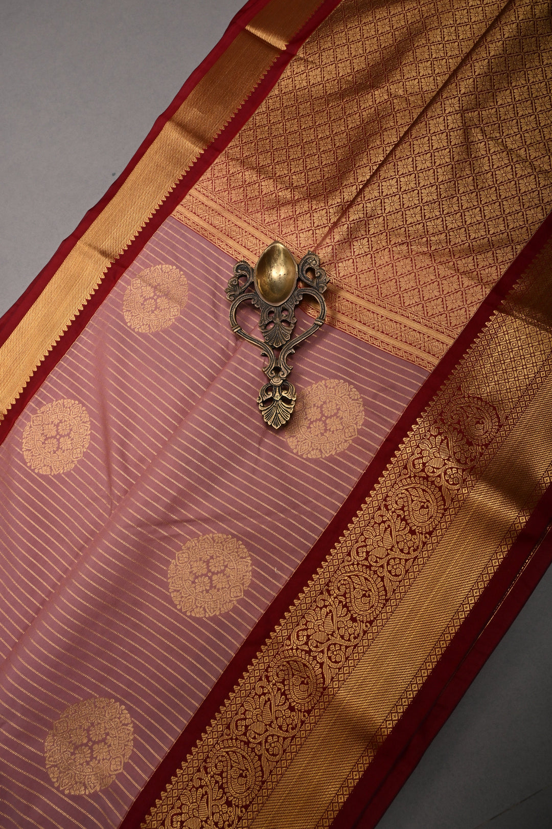 Rosy Pink Kanjivaram Soft Semi Silk Saree with Floral Jaal and Bride's Palanquin Procession Border | SHOBITAM