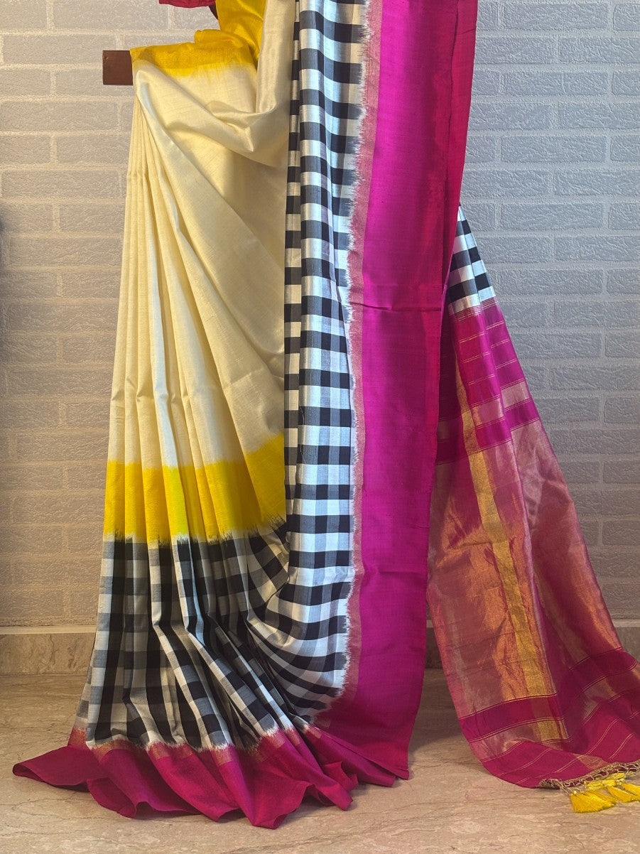 Checkmate - Handmade Silk Saree | SILK MARK CERTIFIED | SHOBITAM