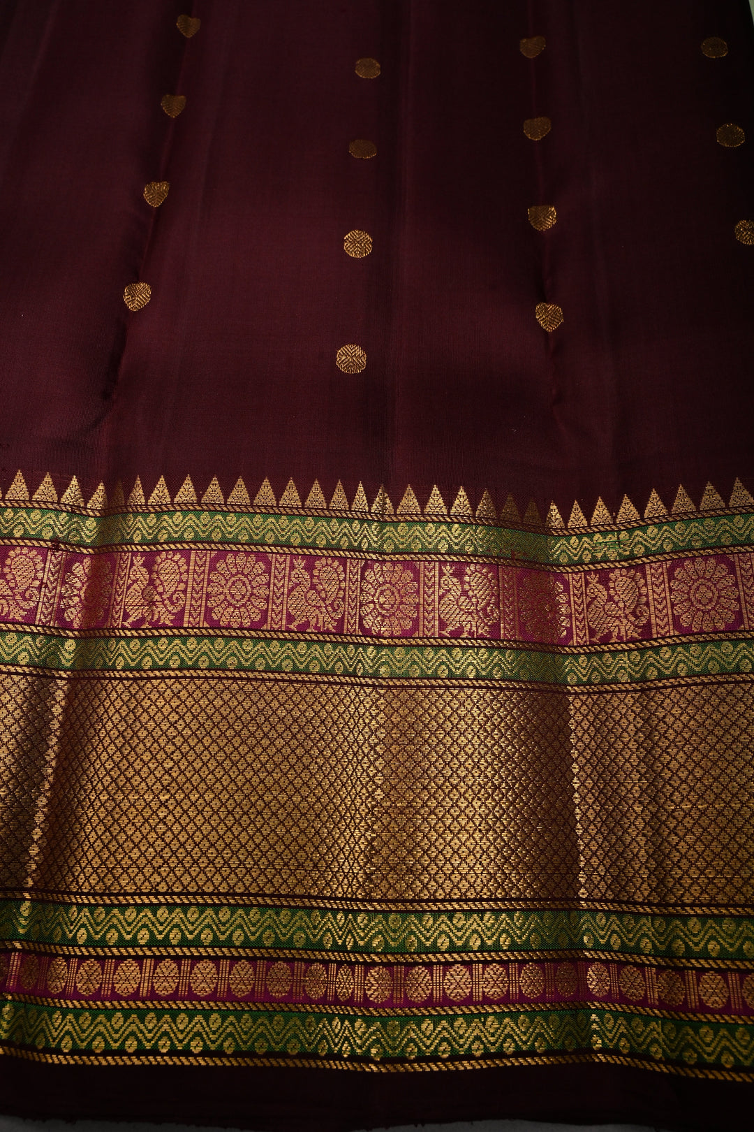 Pista Green Korvai Pure Gadwal Silk Saree with Zari Buttas and Contrast Zari Border | SILK MARK CERTIFIED | SHOBITAM