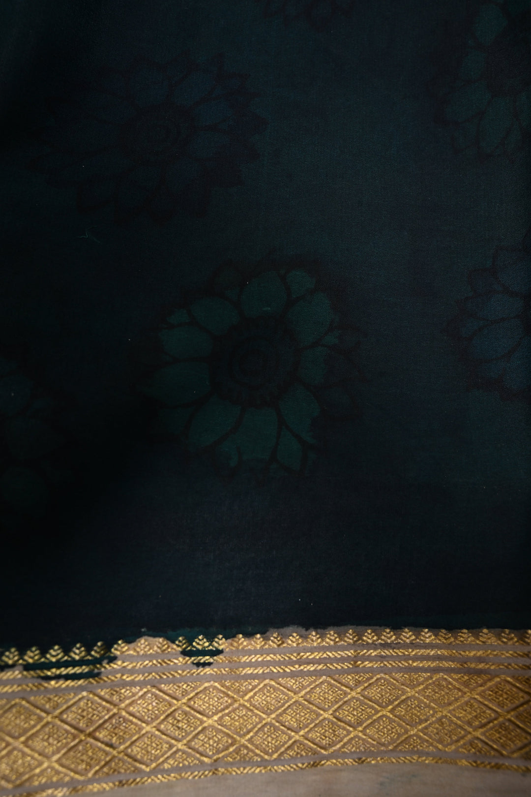 Floral and Peacock Theme : Authentic Pen Kalamkari Handpainted  on Mysore Silk Saree with Zari Border | SILK MARK CERTIFIED | SHOBITAM